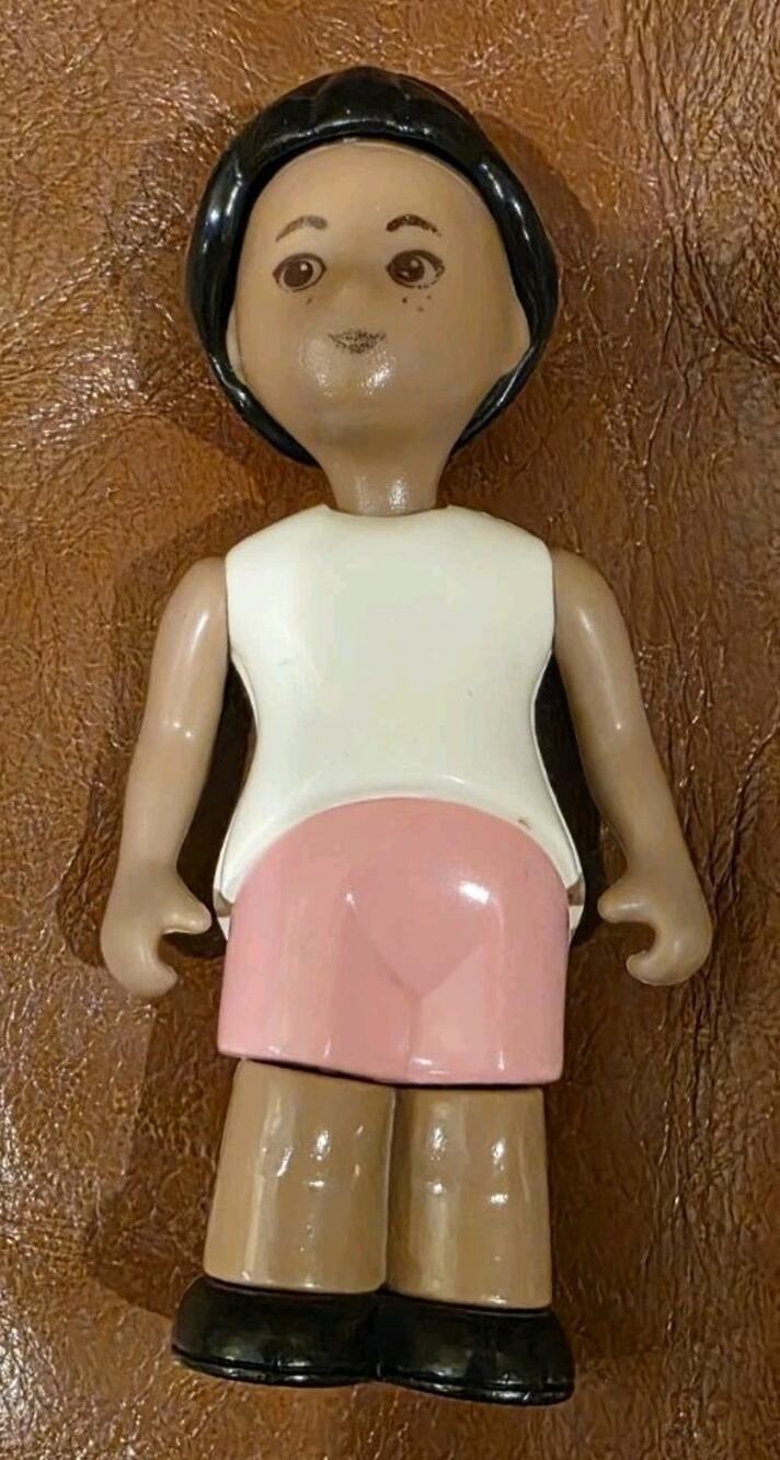5 Inch Vtg African American Little Tikes Girl White Shirt Pink Shorts Doll